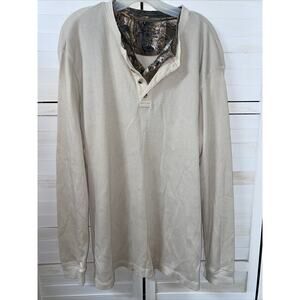 Buckhorn River Cream Waffle Knit Thermal Shirt Size XL Camouflage Hunting